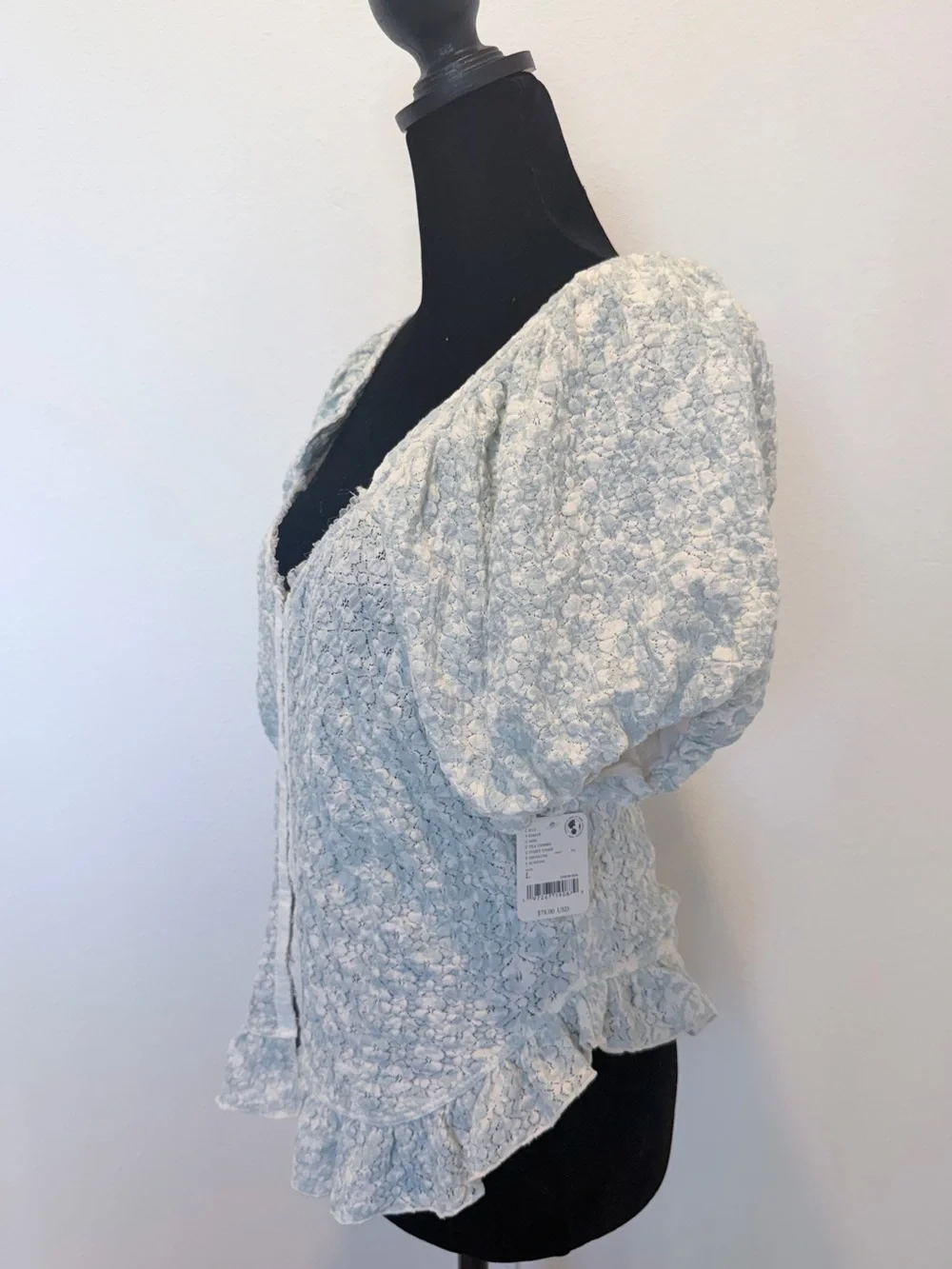 Light Blue Lace Peekaboo Crop Top